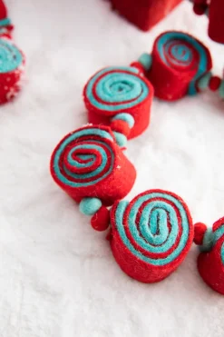 Hot Decorator's Warehouse 61” Aqua/Red Felt Candy Garland