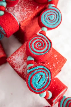 Hot Decorator's Warehouse 61” Aqua/Red Felt Candy Garland