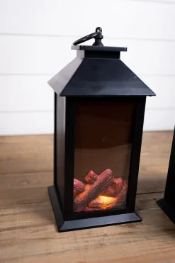Sale Decorator's Warehouse 13.4” Battery Operated Fire Log Lantern With Timer
