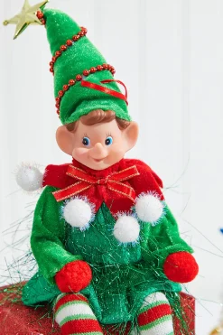 Discount Decorator's Warehouse 11" Bendable Elf With PomPom Ornament