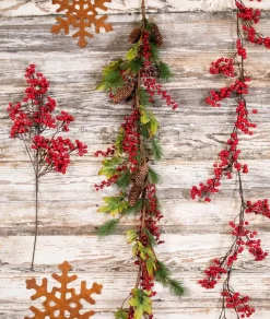 Outlet Decorator's Warehouse 48” Berry Hard Needle Pine Leaf Garland