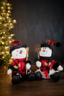 Best Decorator's Warehouse 11” Buffalo Check Snowman With Plaid Shirt