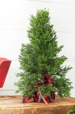 Hot Decorator's Warehouse 24” Cedar Tree In Plaid Sack