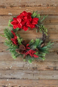 Outlet Decorator's Warehouse 30” Christmas Amaryllis/Pine Wreath