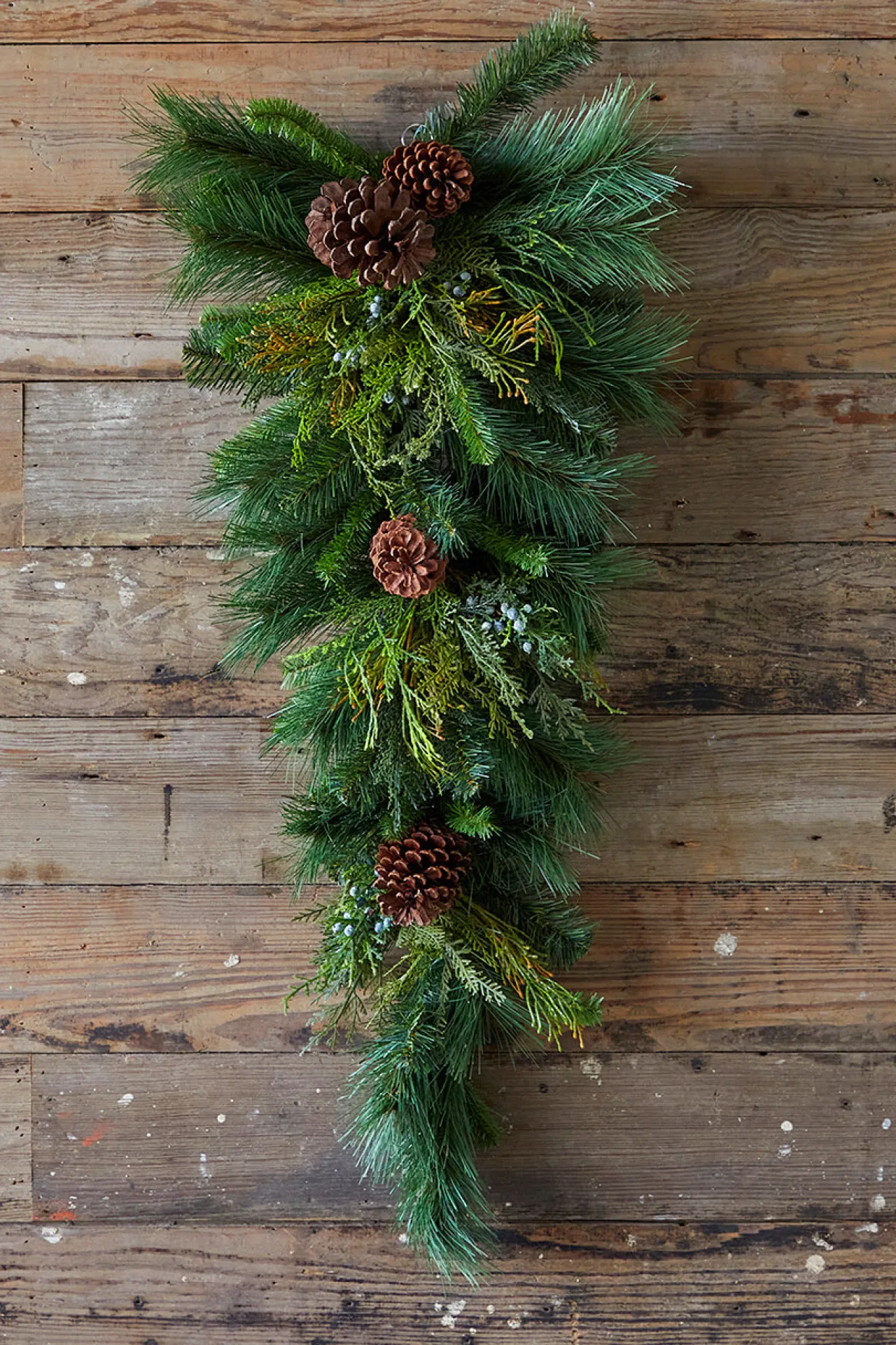 Best Decorator's Warehouse 32" Deep Woods Mix Greens With Pinecones Teardrop