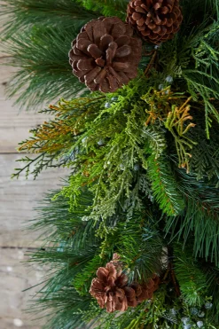 Best Decorator's Warehouse 32" Deep Woods Mix Greens With Pinecones Teardrop