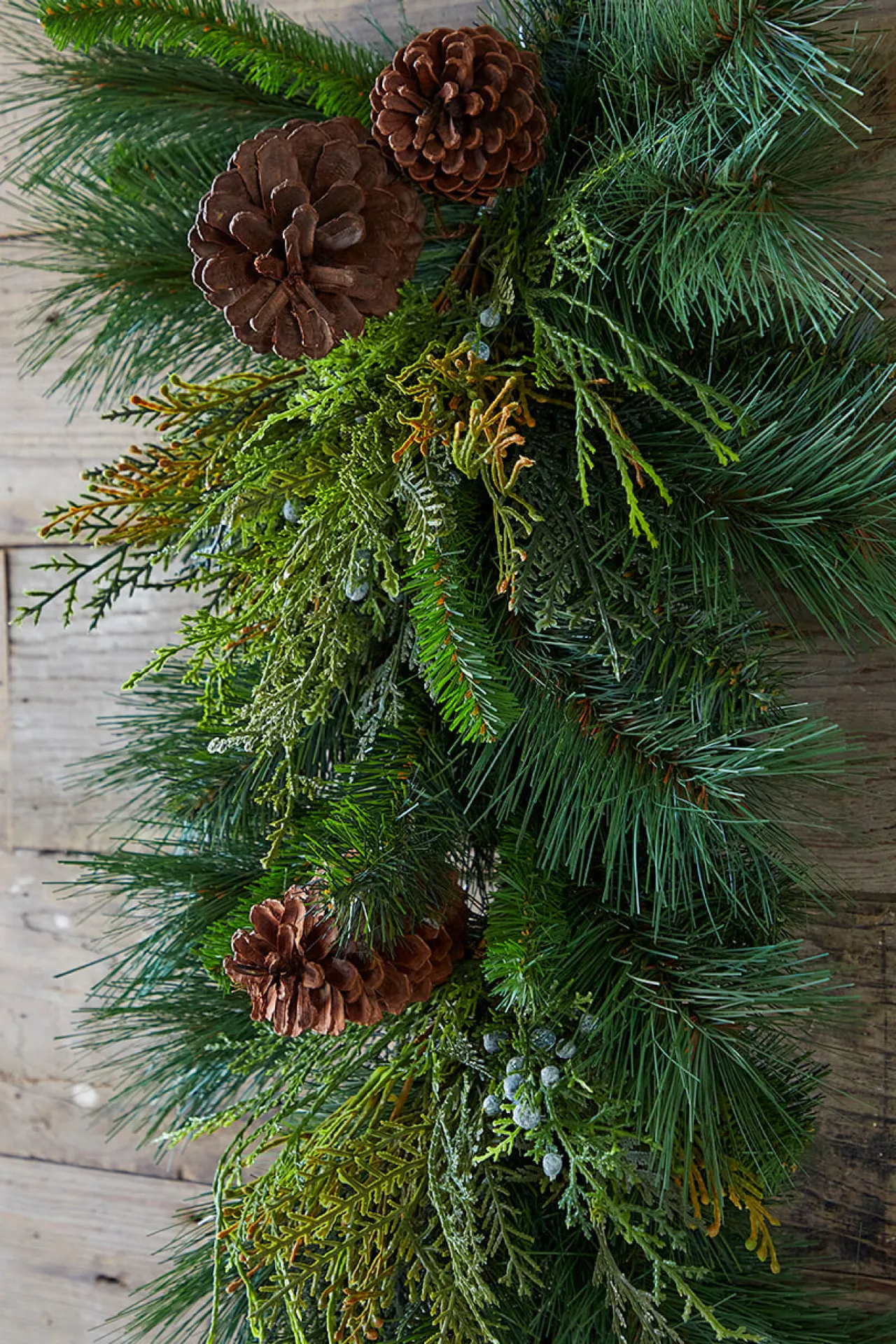 Best Decorator's Warehouse 32" Deep Woods Mix Greens With Pinecones Teardrop