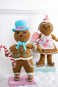 Clearance Decorator's Warehouse 20” Fabric Pastel Gingerbread Man/Lady
