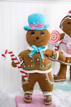 Clearance Decorator's Warehouse 20” Fabric Pastel Gingerbread Man/Lady