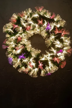 Hot Decorator's Warehouse 24" Fiber Optic Wreath - Multicolor With White
