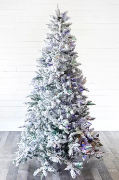 Best Decorator's Warehouse 7.5' Flocked Aleutian Artificial Christmas Tree With 550 Color-Changing Lights