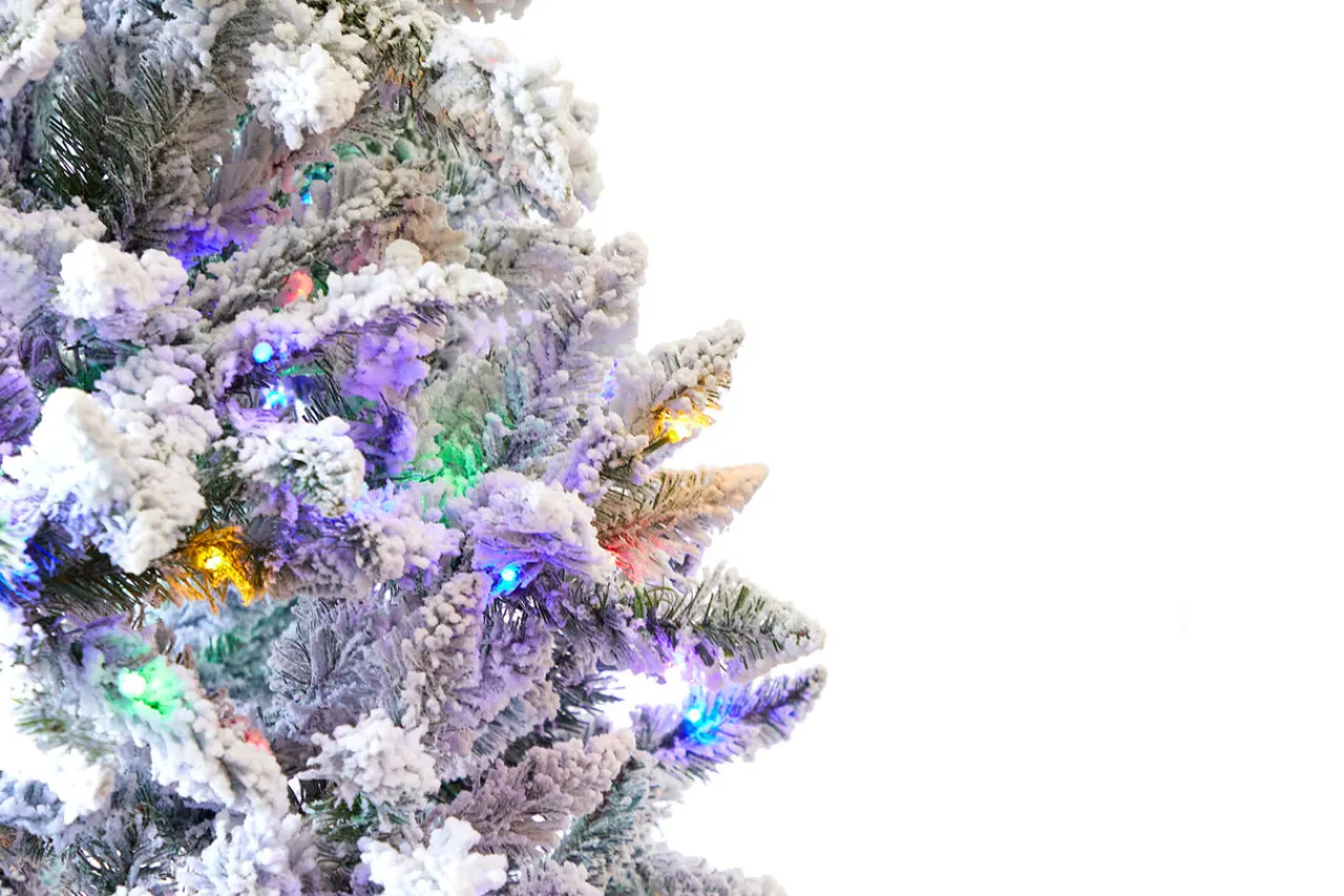 Best Decorator's Warehouse 7.5' Flocked Aleutian Artificial Christmas Tree With 550 Color-Changing Lights