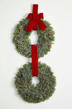 New Decorator's Warehouse 31” Frost Berry Boxwood Double Wreath