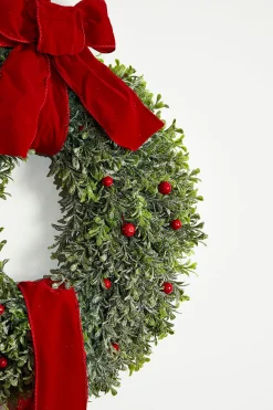 New Decorator's Warehouse 31” Frost Berry Boxwood Double Wreath