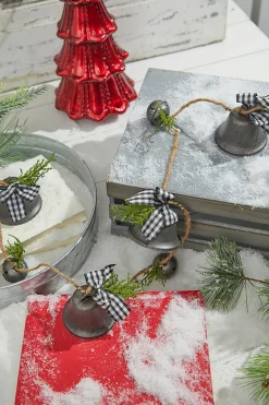 New Decorator's Warehouse 48” Galvanized Bells Garland With Country Check Bows