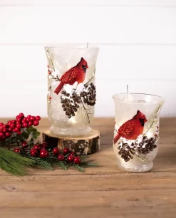 Decorator's Warehouse 8” Glass Cardinal Pine Cone Vase