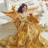 Discount Decorator's Warehouse 9" Gold Fabric Flying Black Angel Ornament