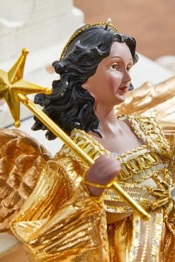 Discount Decorator's Warehouse 9" Gold Fabric Flying Black Angel Ornament