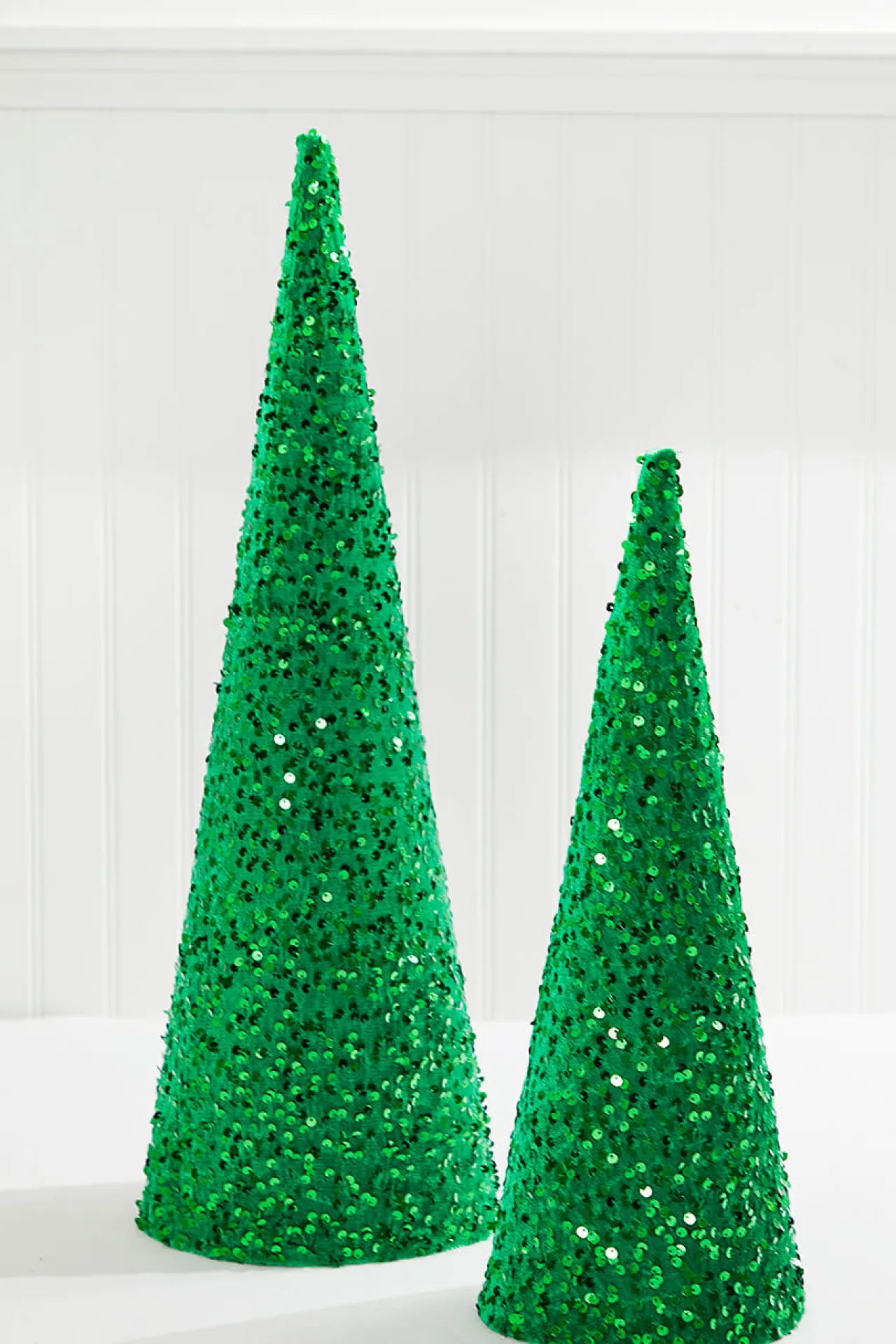Outlet Decorator's Warehouse 18"-24" Green Sequin Cone Tree - Set Of 2
