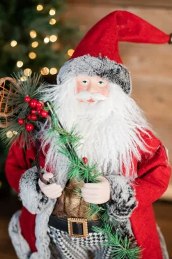Clearance Decorator's Warehouse 24” Holiday Santa With Houndstooth Pants Figurine