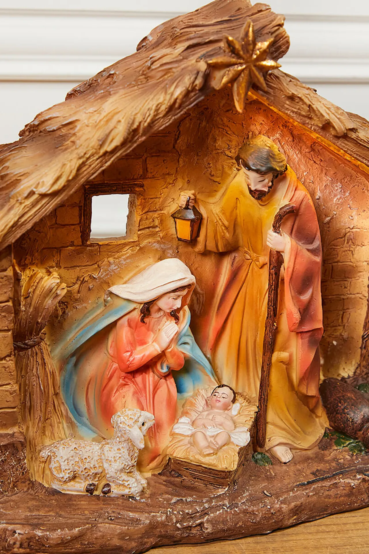 Online Decorator's Warehouse 16" LED Resin Nativity In Creche With Timer