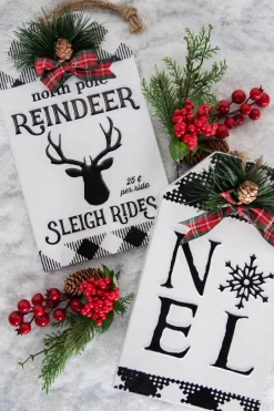 Best Decorator's Warehouse 12” Metal Embossed Holiday Wall Sign With Floral Accent