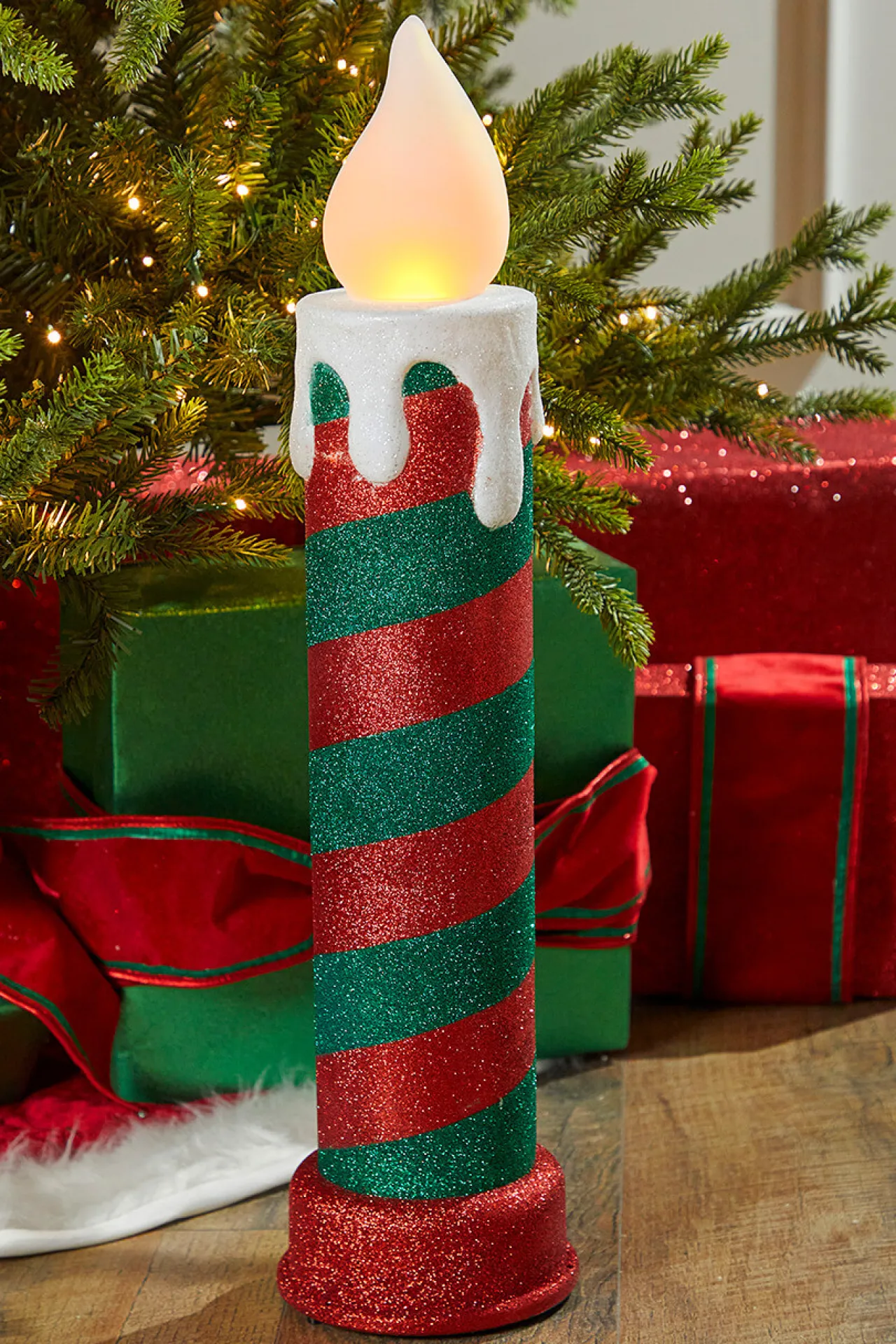 Outlet Decorator's Warehouse 24" Mr. Christmas Retro Blow Mold Candle - Red/Green