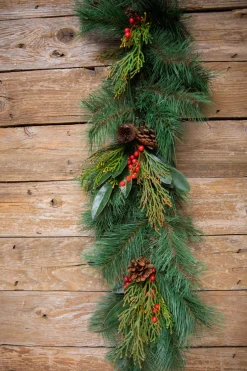 Hot Decorator's Warehouse 72” Pine Garland With Cones & Berries