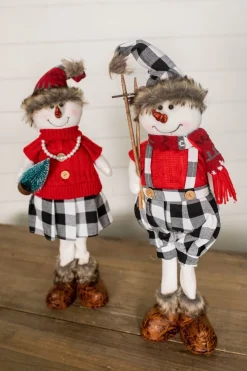 Discount Decorator's Warehouse 25” Plush Snowman Figurine With Buffalo Check Pants