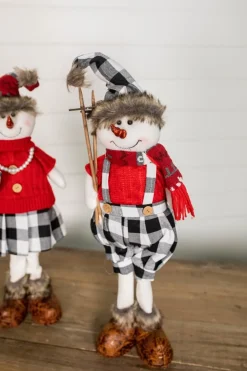 Discount Decorator's Warehouse 25” Plush Snowman Figurine With Buffalo Check Pants