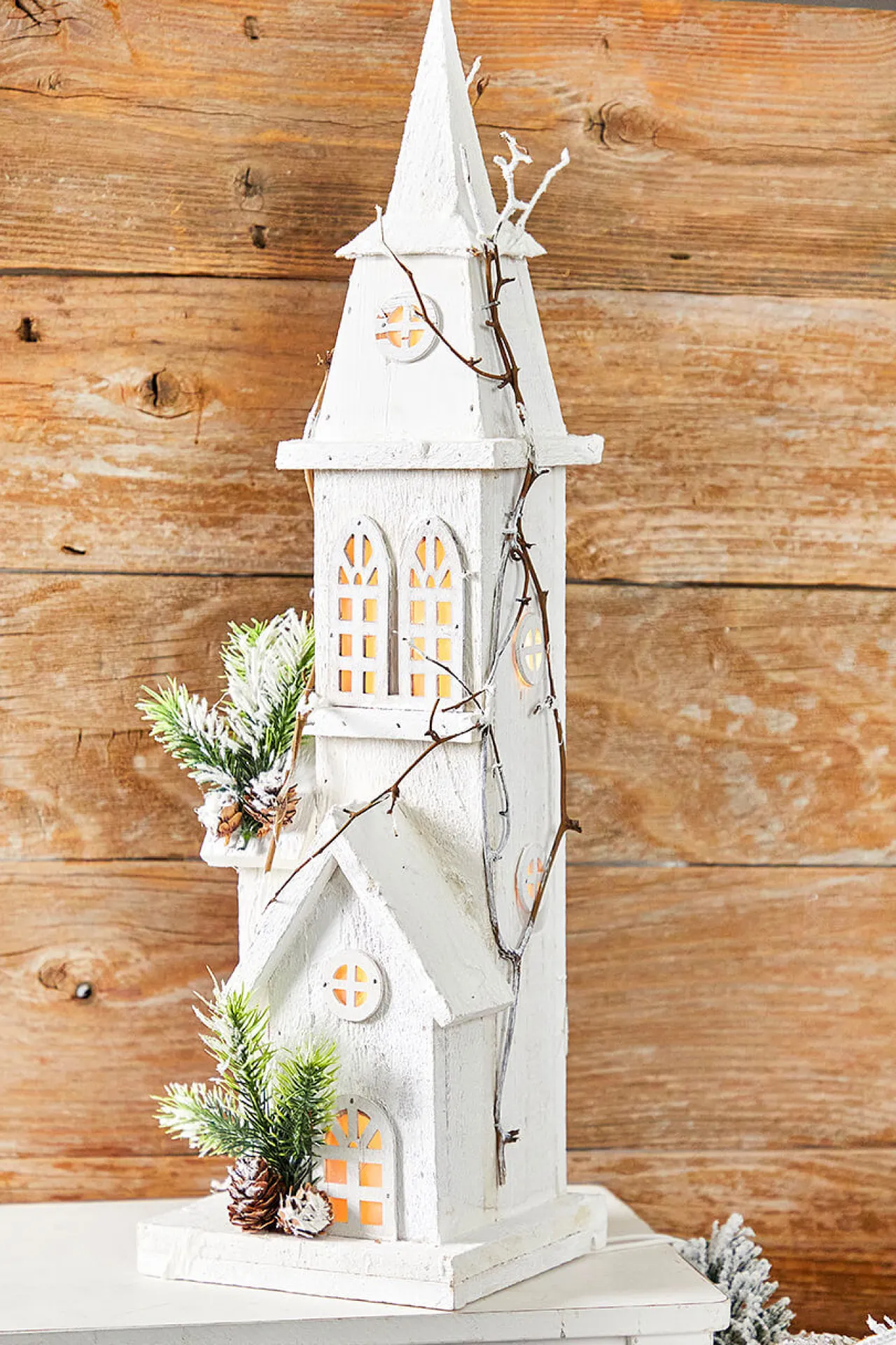 Discount Decorator's Warehouse 21" Pre-Lit Wooden Church