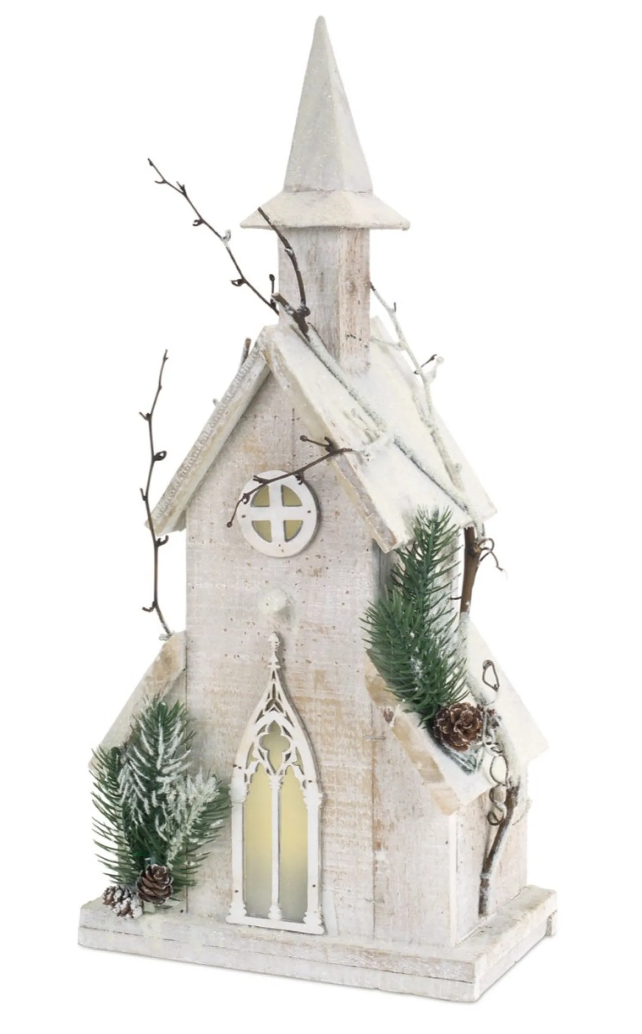Online Decorator's Warehouse 18" Pre-Lit Wooden Church