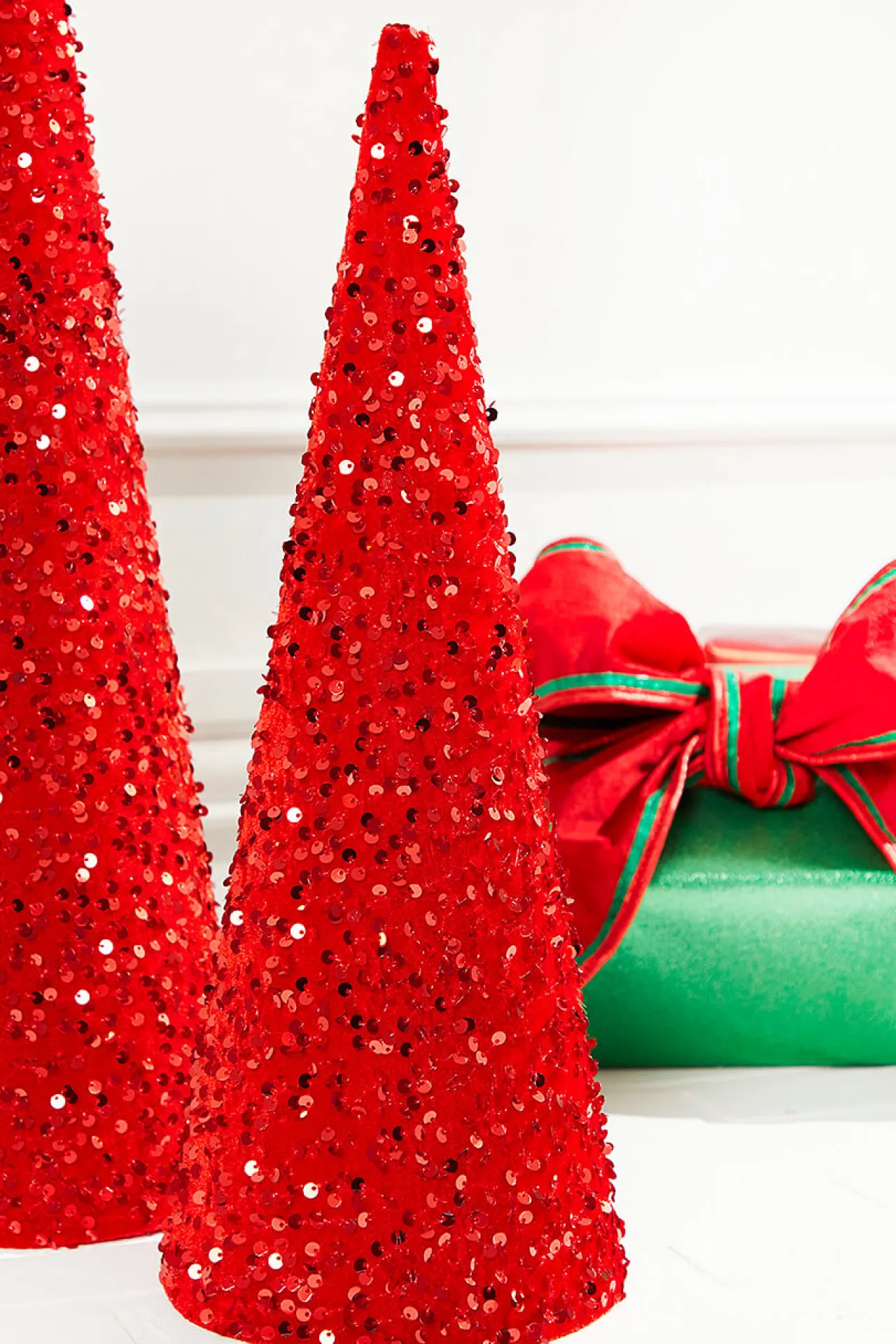 Discount Decorator's Warehouse 18"-24" Red Sequin Cone Tree - Set Of 2