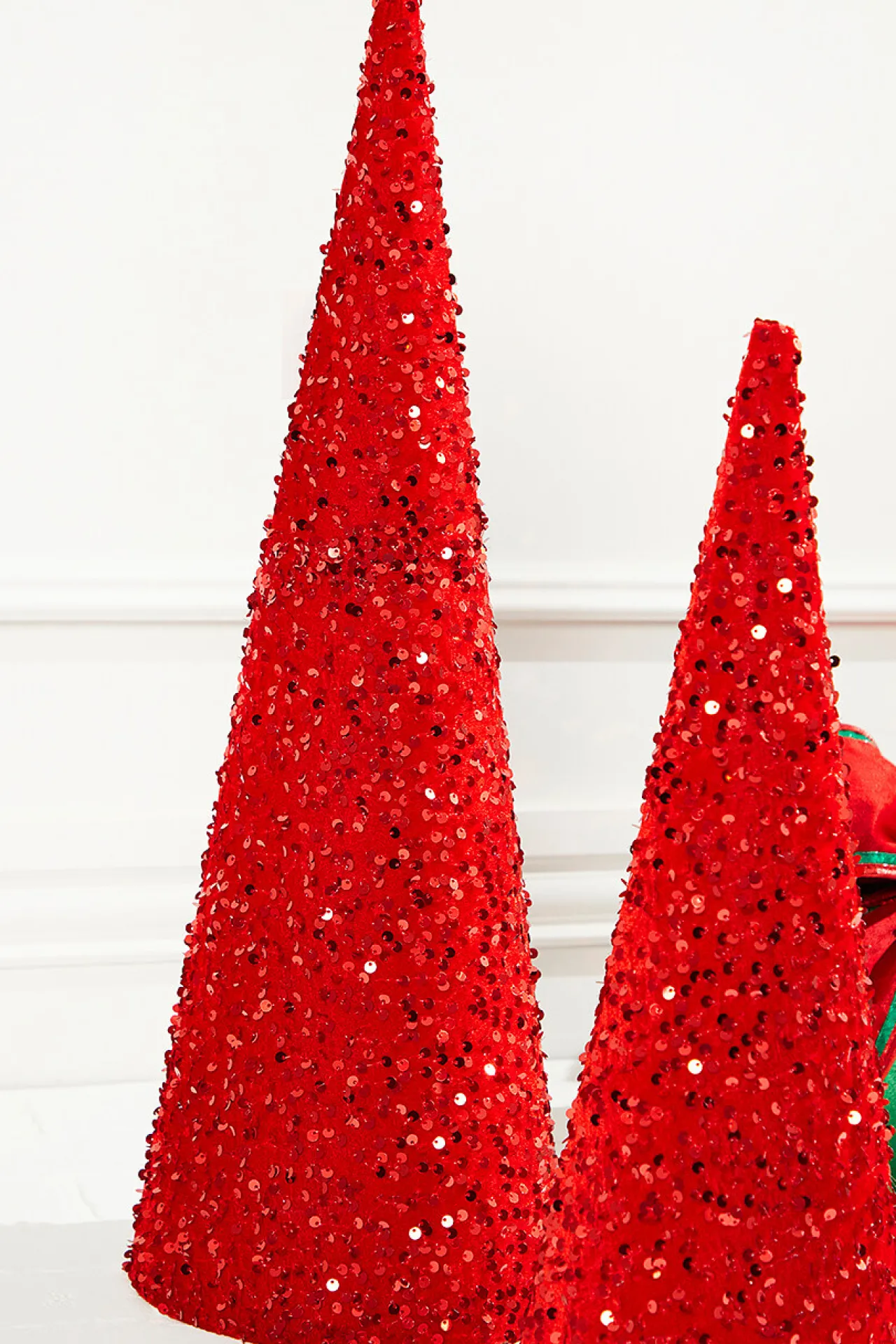 Discount Decorator's Warehouse 18"-24" Red Sequin Cone Tree - Set Of 2