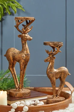 Best Decorator's Warehouse 12" Resin Deer Candle Holder