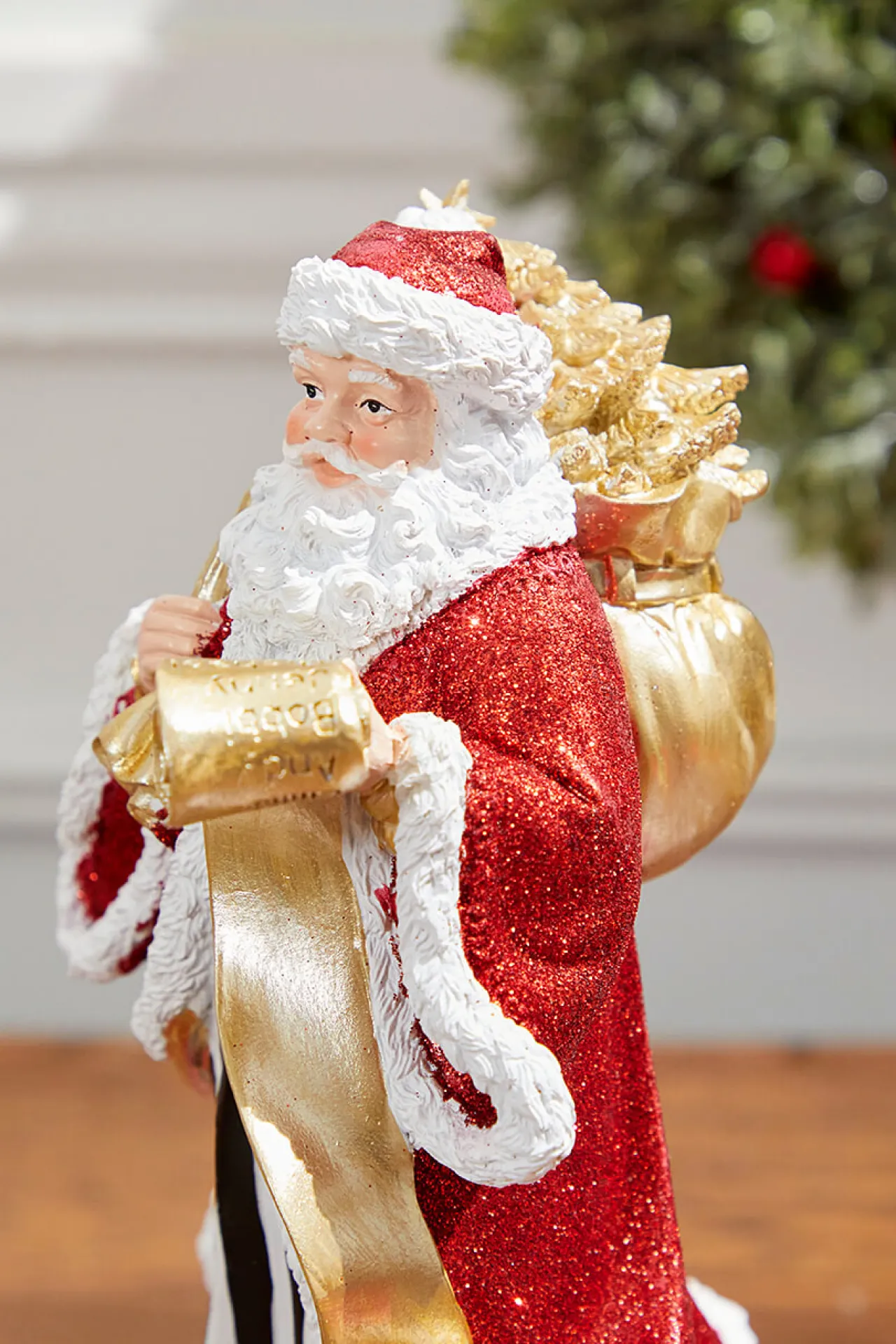 Clearance Decorator's Warehouse 11" Resin Elegant Santa With Sack/List