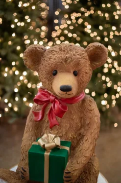 Online Decorator's Warehouse 34" Resin LED Bear On Drum