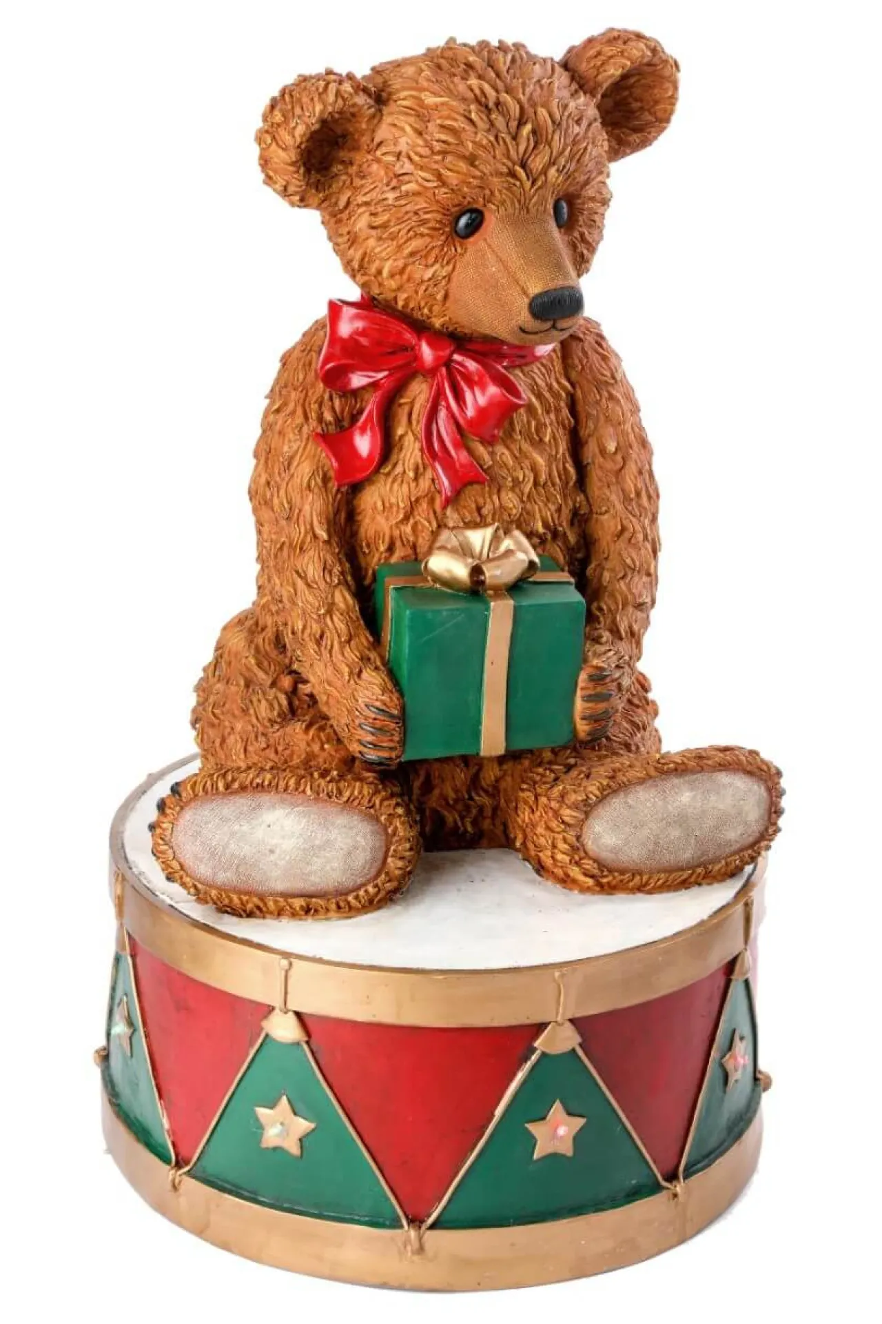 Online Decorator's Warehouse 34" Resin LED Bear On Drum