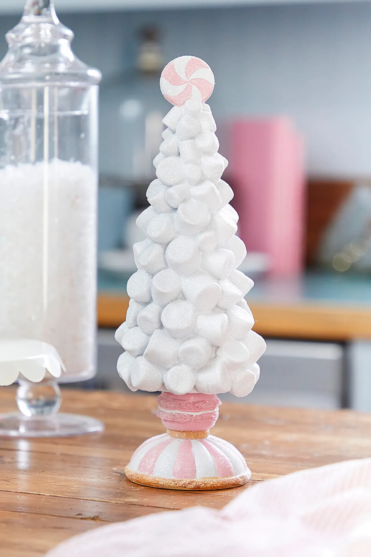 New Decorator's Warehouse 12" Resin Marshmallow Tree On Pedestal