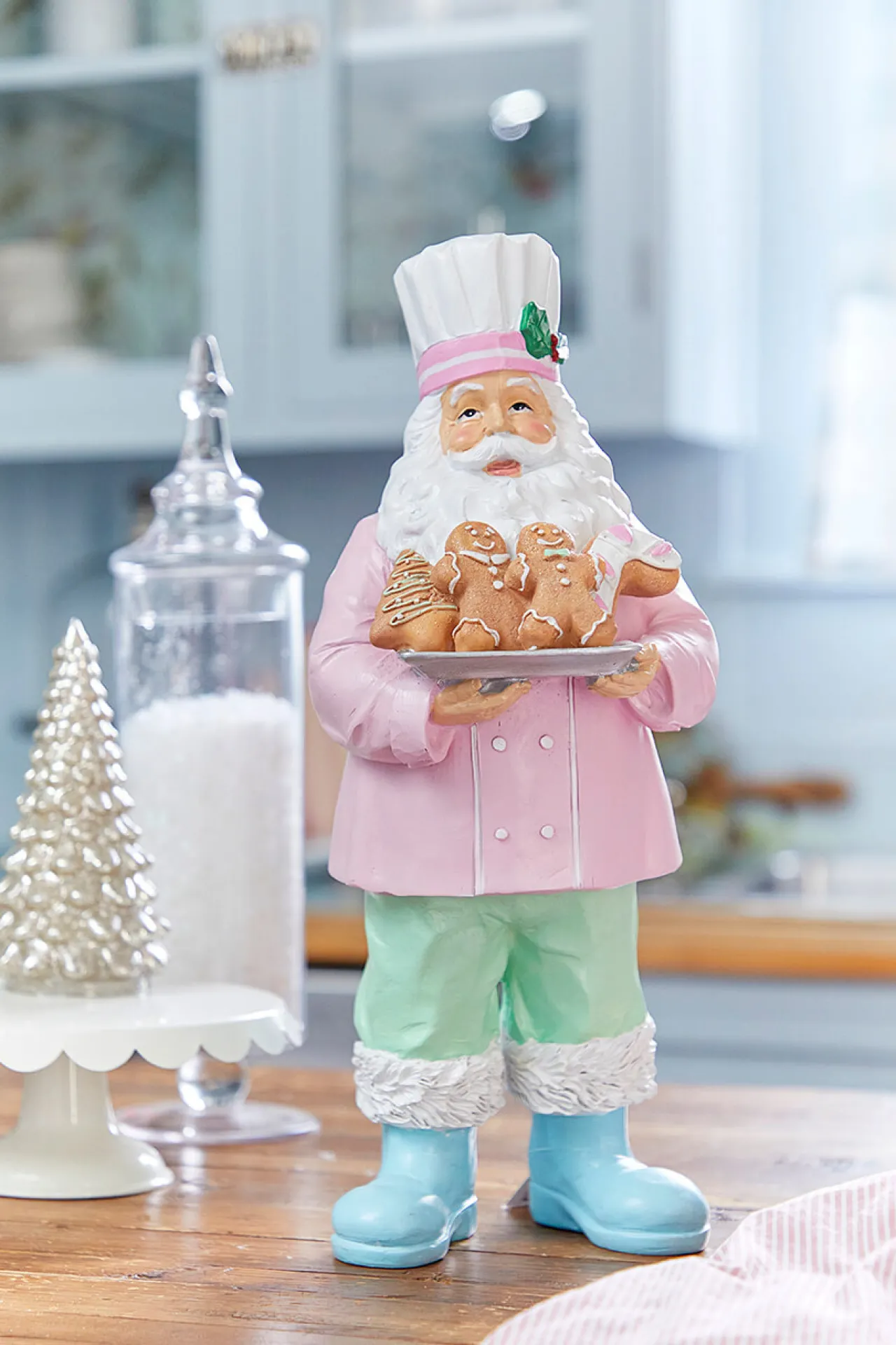 Outlet Decorator's Warehouse 16.6” Resin Pastel Gingerbread Santa Chef