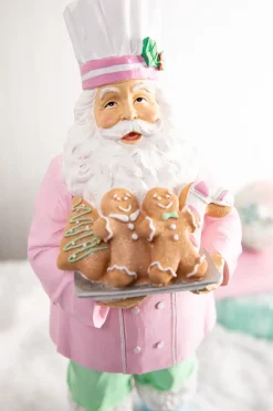 Outlet Decorator's Warehouse 16.6” Resin Pastel Gingerbread Santa Chef