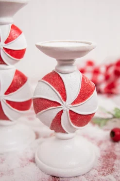 Hot Decorator's Warehouse 9” Resin Peppermint Candy Candle Holder