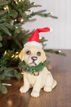 Outlet Decorator's Warehouse 10” Resin Santa Hat/Wreath Lab Pup