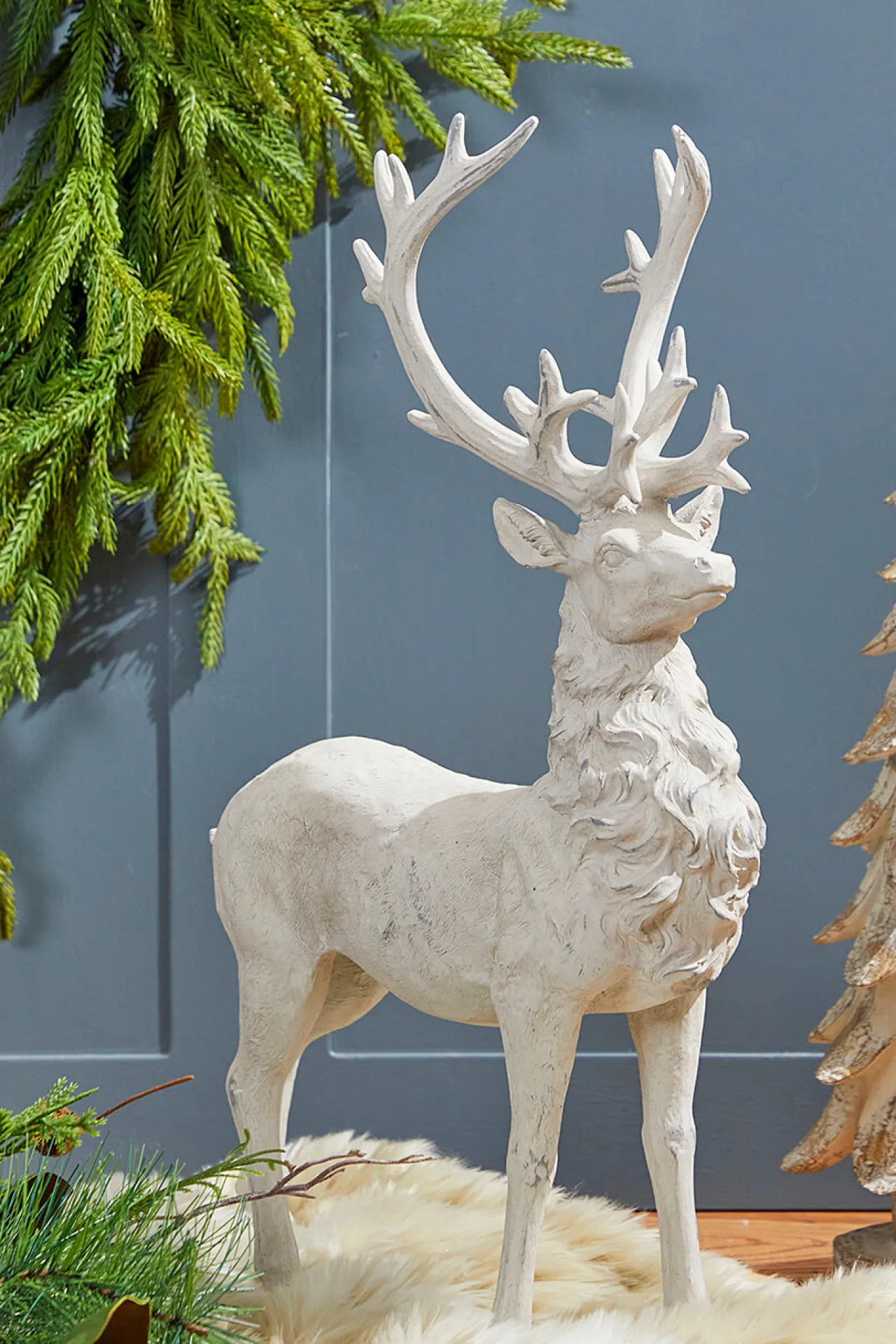 New Decorator's Warehouse 20.5" Resin Standing Whitewash Reindeer