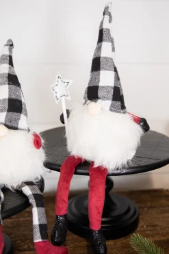 Hot Decorator's Warehouse 7” Star Wand Buffalo Check Sitting Gnome