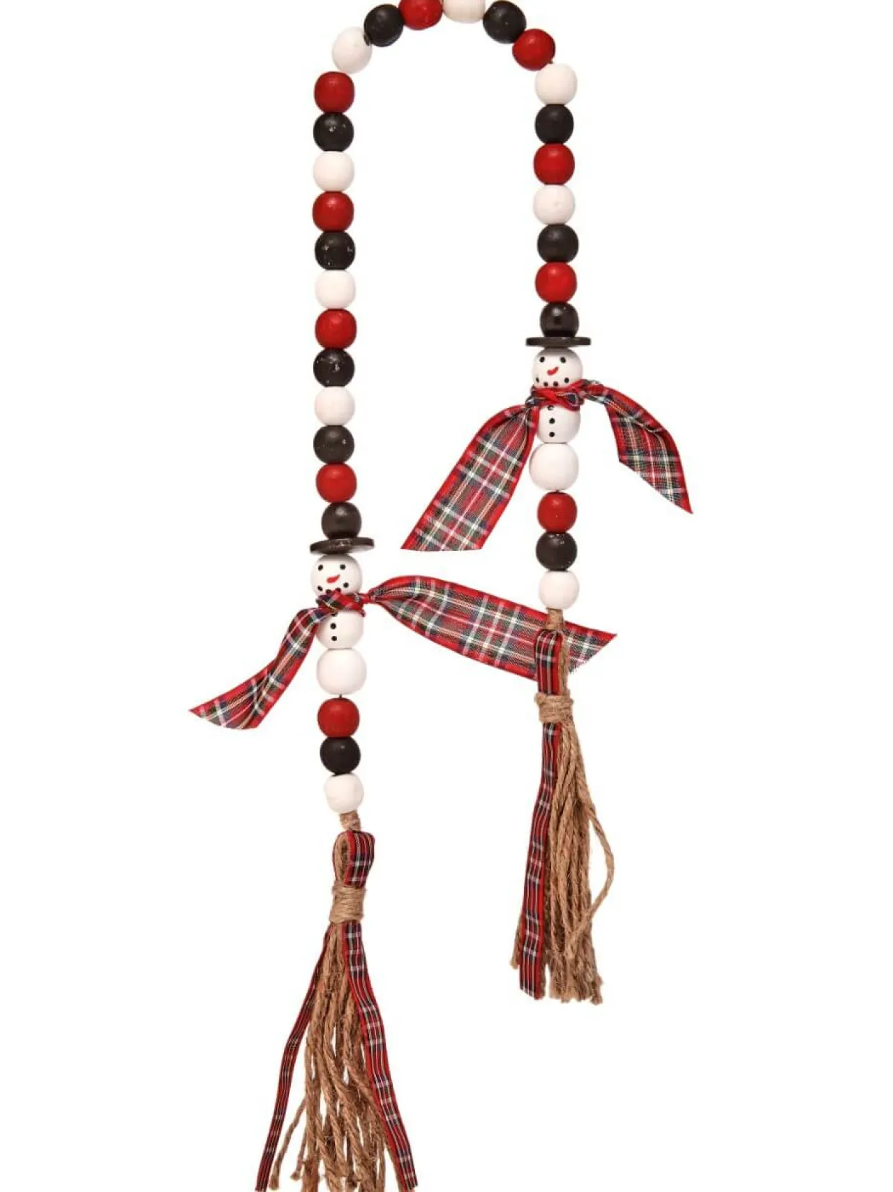 Hot Decorator's Warehouse 34” Wood Bead Snowman With Plaid Garland