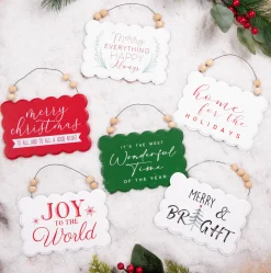 Online Decorator's Warehouse 6.6” Wood Holiday Sign Ornament