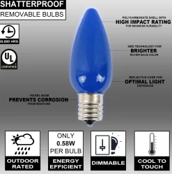 Discount Decorator's Warehouse C9 Wonderful LED SMD Bulb (25 Bulbs/bag) - Frosted, Blue