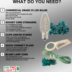 Online Decorator's Warehouse C9 Wonderful LED SMD Bulb (25 Bulbs/bag) - Smooth, Multi