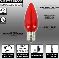 Outlet Decorator's Warehouse C9 Wonderful LED SMD Bulb (25 Bulbs/bag) - Smooth, Red